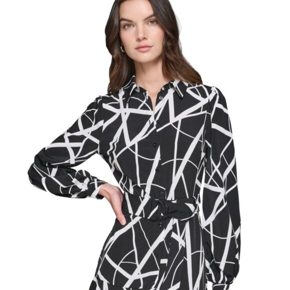 Karl Lagerfeld Black and White Asymmetrical Dress - Picture 2 of 7